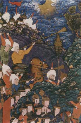 БИТВА КЕЙ-ХОСРОВА С АФРАСИЯБОМ. Фрагмент миниатюры к рук. Шах-наме Фирдоуси. Тебриз, 1537 (Музей Метрополитен, Нью-Йорк) БИТВА КЕЙ-ХОСРОВА С АФРАСИЯБОМ. Фрагмент миниатюры к рук. Шах-наме Фирдоуси. Тебриз, 1537 (Музей Метрополитен, Нью-Йорк)