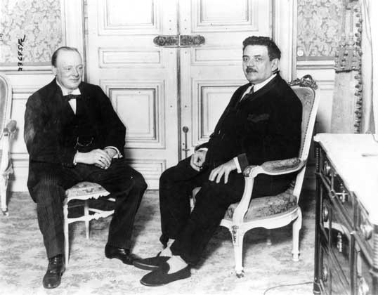  УИНСТОН ЧЕРЧИЛЛЬ (слева) и Эдуар Эррио. Library of Congress