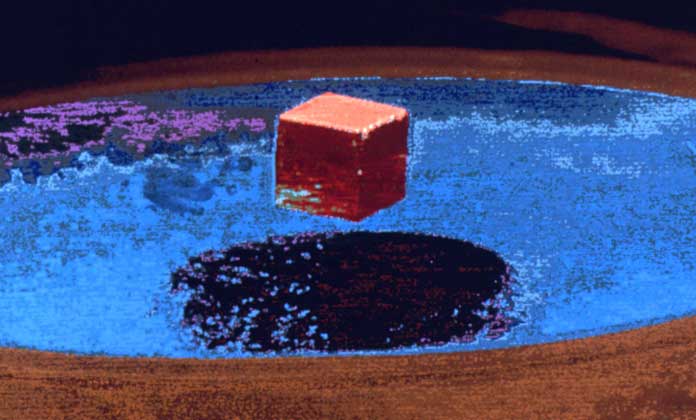  RAINBOW,Bill Pierce     МАГНИТНАЯ ЛЕВИТАЦИЯ. Диск из сверхпроводящего материала отталкивает магнитное поле, что заставляет кубик парить над ним.