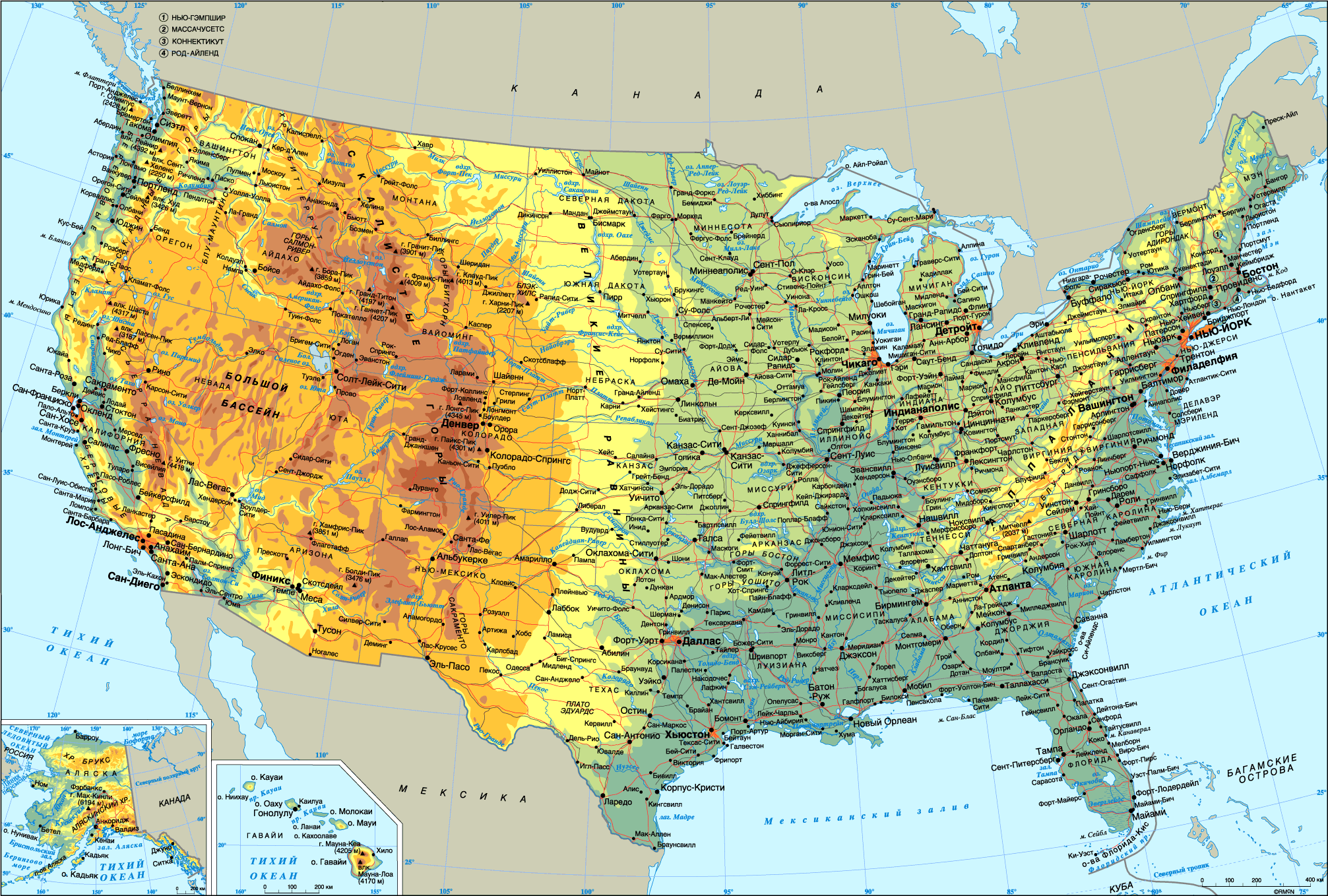 Карта Соединенных Штатов Америки