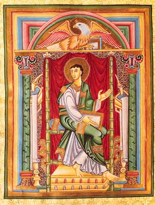  IGDA/M. Seemuller     ЕВАНГЕЛИСТ СВ. ИОАНН БОГОСЛОВ. Миниатюра из рукописи 11 в. (Codex Caesareus Upsaliensis).