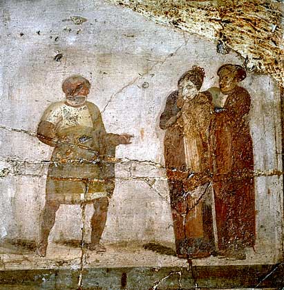  IGDA/G. Nimatallah     РИМСКАЯ КОМЕДИЯ. Фрагмент настенной живописи в Помпеях