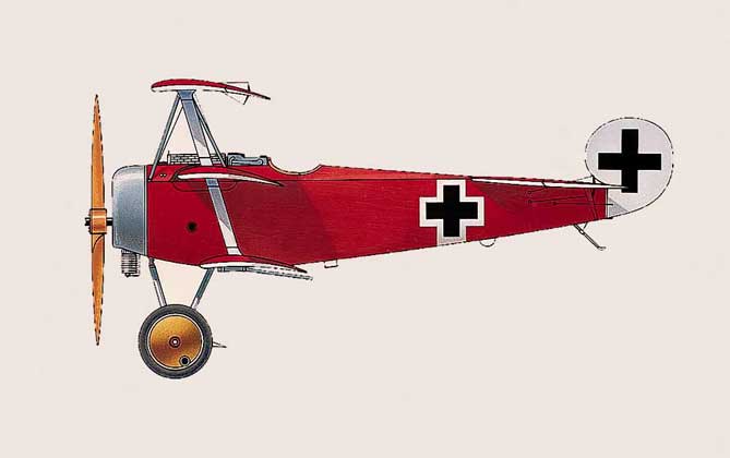«ФОККЕР» был самым знаменитым немецким истребителем в Первую мировую войну. На нем устанавливались двигатель «Мерседес» мощностью 118 кВт и два пулемета с синхронизаторами стрельбы через винт. IGDA