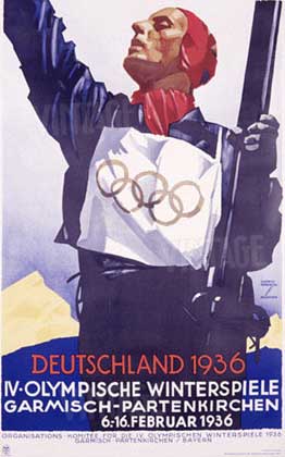 ЗИМНИЕ ОЛИМПИЙСКИЕ ИГРЫ в Германии (1936). Плакат Людвига Хольвайна