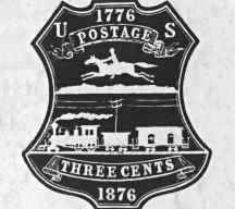Марка США, выпущенная в 1876 в память об учреждении почтовой службы.